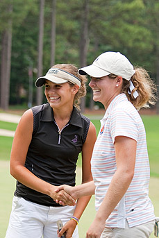 Katelyn Dambaugh, left, is congratulated by Ally McDonald --- Inside Doris Chen Photo Semifinals